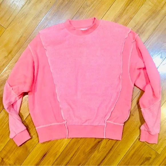 BDG Buckle fleece two tone Barbie bubble gum color pink sweatshirt top s… - Picture 4 of 9